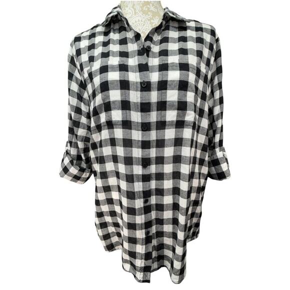 Michael Kors Women's Cotton‎ Button Down Shirt Roll Tab Sleeves Medium - Picture 1 of 4
